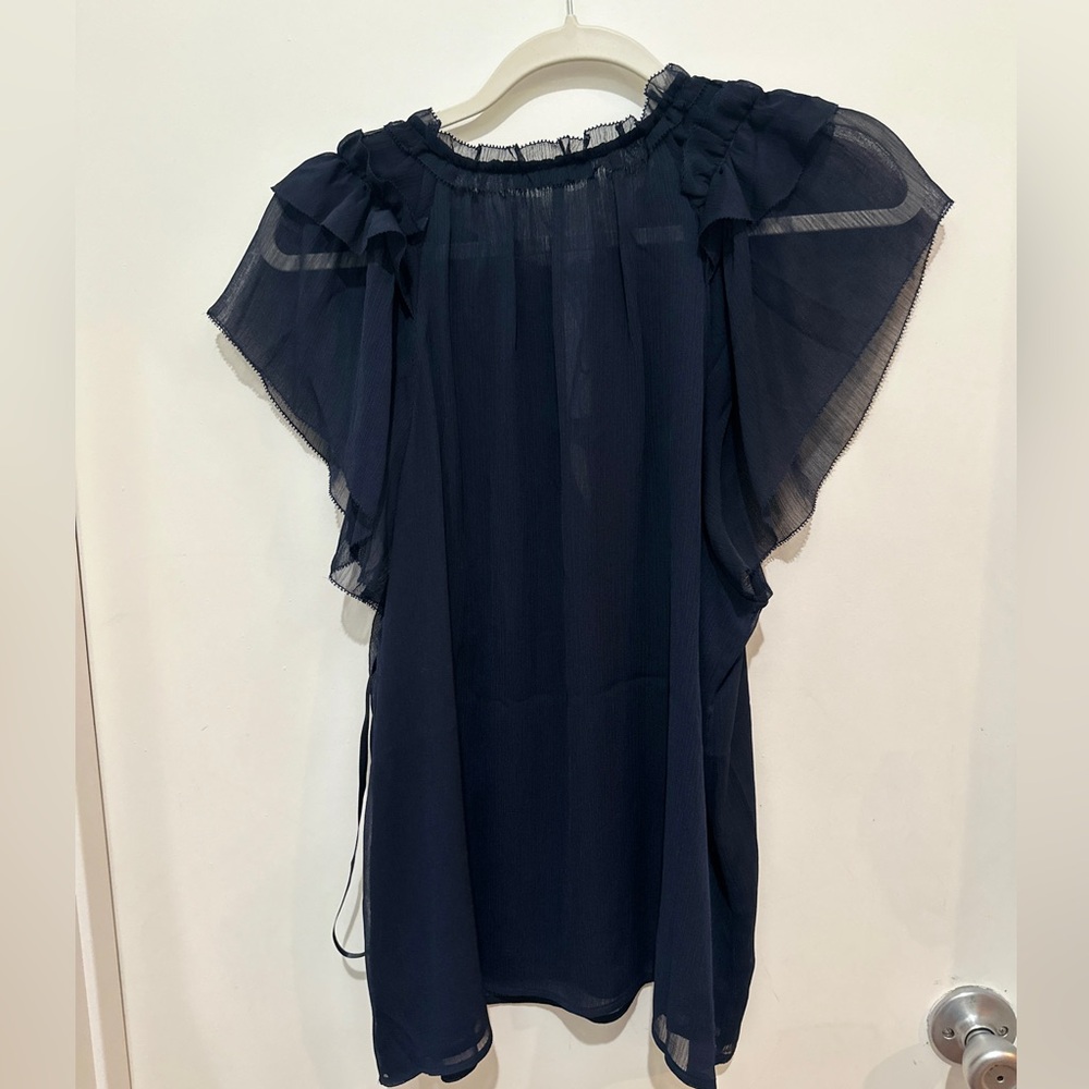 Tommy Hilfiger Navy Blue Ruffled Blouse - Picture 2 of 6